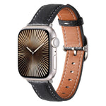 Square Buckle Litchi Texture Genuine Leather Watch Band, For Apple Watch 46mm / 49mm / 45mm / 44mm, For Apple Watch 42mm / 41mm / 40mm / 38mm
