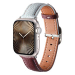 Square Buckle Litchi Texture Genuine Leather Watch Band, For Apple Watch 46mm / 49mm / 45mm / 44mm, For Apple Watch 42mm / 41mm / 40mm / 38mm
