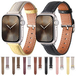 Square Buckle Litchi Texture Genuine Leather Watch Band, For Apple Watch 46mm / 49mm / 45mm / 44mm, For Apple Watch 42mm / 41mm / 40mm / 38mm