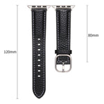 Square Buckle Litchi Texture Genuine Leather Watch Band, For Apple Watch 46mm / 49mm / 45mm / 44mm, For Apple Watch 42mm / 41mm / 40mm / 38mm