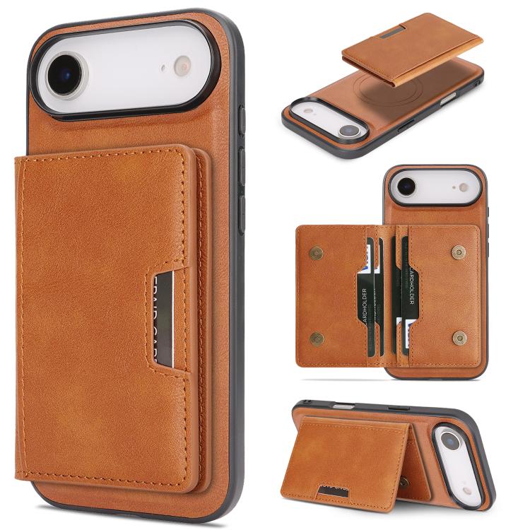 Kalebol Strong MagSafe Magnetic Two-Fold Card Bag Leather Phone Case, For iPhone 17 Pro Max, For iPhone 17 Pro, For iPhone 17, For iPhone Air
