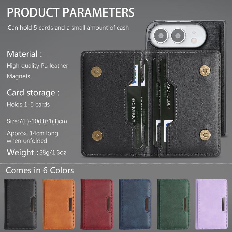 Kalebol Strong MagSafe Magnetic Two-Fold Card Bag Leather Phone Case, For iPhone Fold, For iPhone 18 Pro, For iPhone 18 Pro Max, For iPhone 17 Pro Max, For iPhone 17 Pro, For iPhone 17, For iPhone Air, For iPhone 17e / 16e