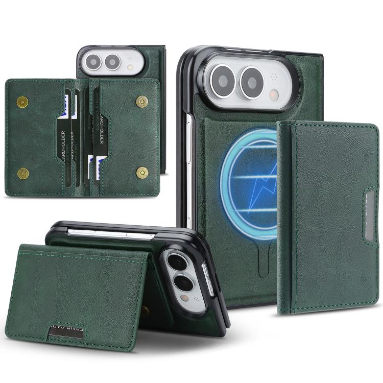 Kalebol Strong MagSafe Magnetic Two-Fold Card Bag Leather Phone Case, For iPhone Fold, For iPhone 18 Pro, For iPhone 18 Pro Max, For iPhone 17 Pro Max, For iPhone 17 Pro, For iPhone 17, For iPhone Air, For iPhone 17e / 16e