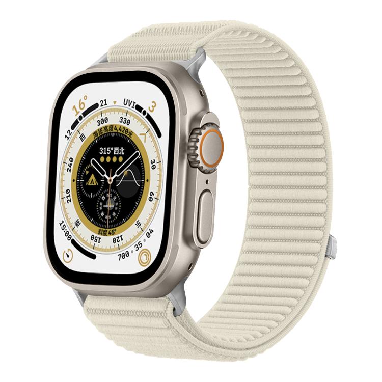 Woven Nylon Hook And Loop Fastener Metal Interface Watch Band, For Apple Watch 46mm / 49mm / 45mm / 44mm, For Apple Watch 42mm / 41mm / 40mm / 38mm