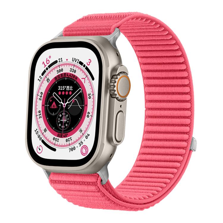 Woven Nylon Hook And Loop Fastener Metal Interface Watch Band, For Apple Watch 46mm / 49mm / 45mm / 44mm, For Apple Watch 42mm / 41mm / 40mm / 38mm