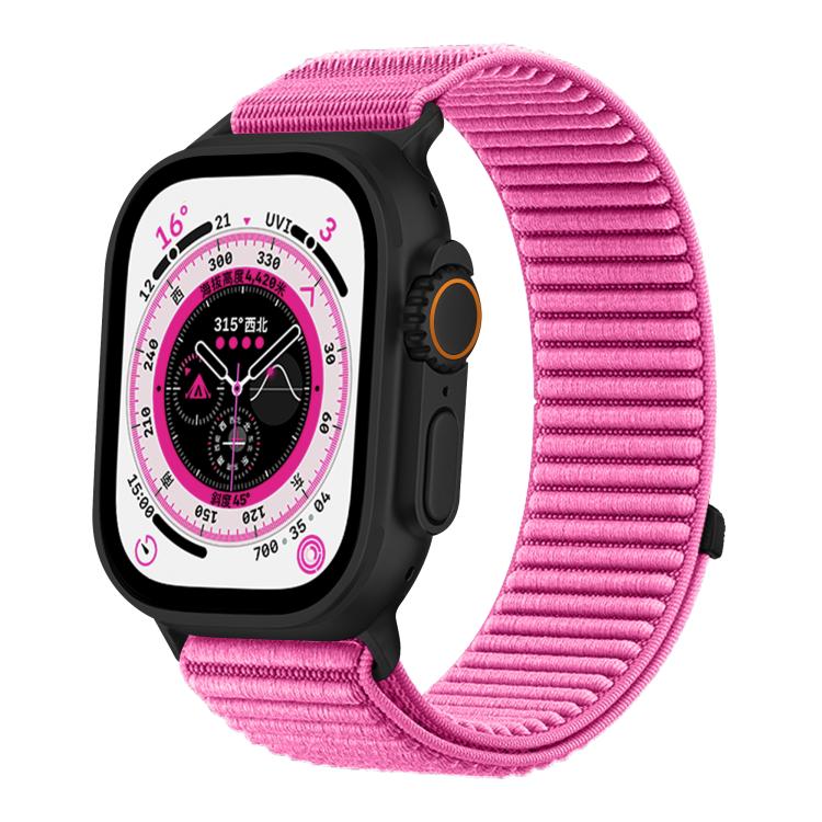Woven Nylon Hook And Loop Fastener Metal Interface Watch Band, For Apple Watch 46mm / 49mm / 45mm / 44mm, For Apple Watch 42mm / 41mm / 40mm / 38mm