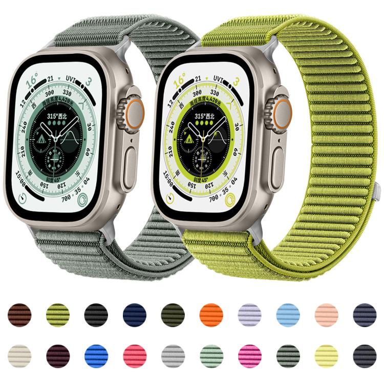 Woven Nylon Hook And Loop Fastener Metal Interface Watch Band, For Apple Watch 46mm / 49mm / 45mm / 44mm, For Apple Watch 42mm / 41mm / 40mm / 38mm