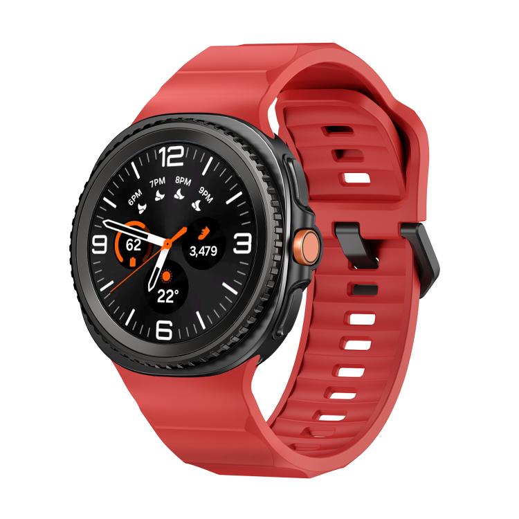 Wave Black Buckle Silicone Watch Band, For Samsung Galaxy Watch8 / Watch8 Classic