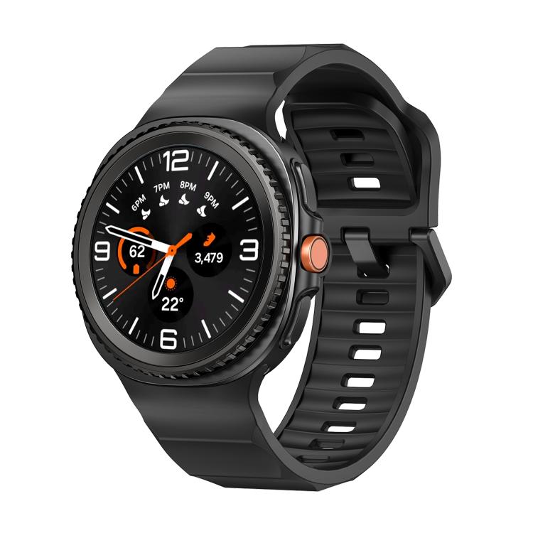 Wave Black Buckle Silicone Watch Band, For Samsung Galaxy Watch8 / Watch8 Classic