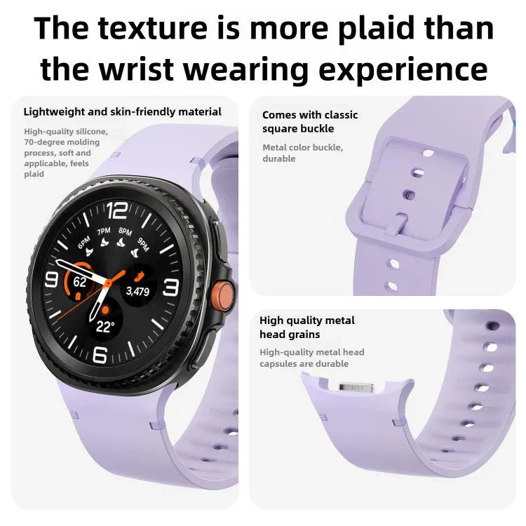 For Samsung Galaxy Watch8 / Watch8 Classic Solid Color Stitched Silicone Watch Band, S, M