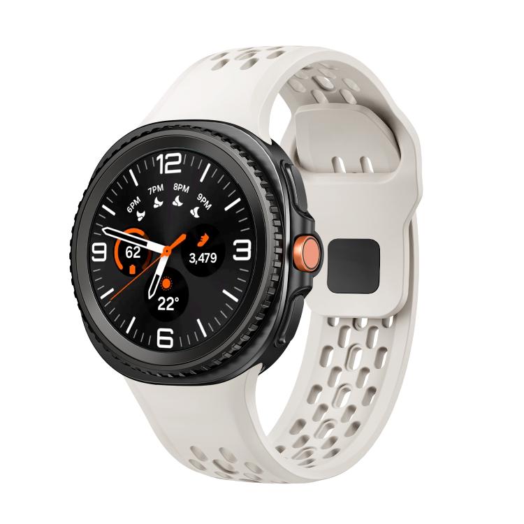 Hole Style Black Reverse Buckle Silicone Watch Band, For Samsung Galaxy Watch8 / Watch8 Classic