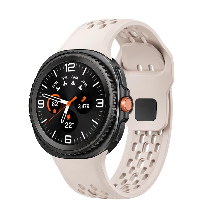 Hole Style Black Reverse Buckle Silicone Watch Band, For Samsung Galaxy Watch8 / Watch8 Classic