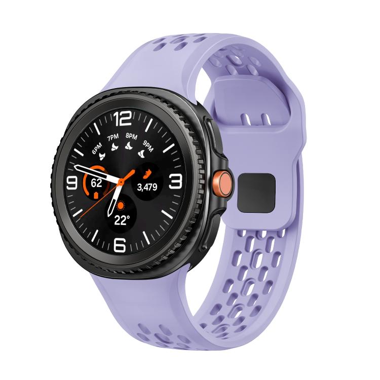 Hole Style Black Reverse Buckle Silicone Watch Band, For Samsung Galaxy Watch8 / Watch8 Classic