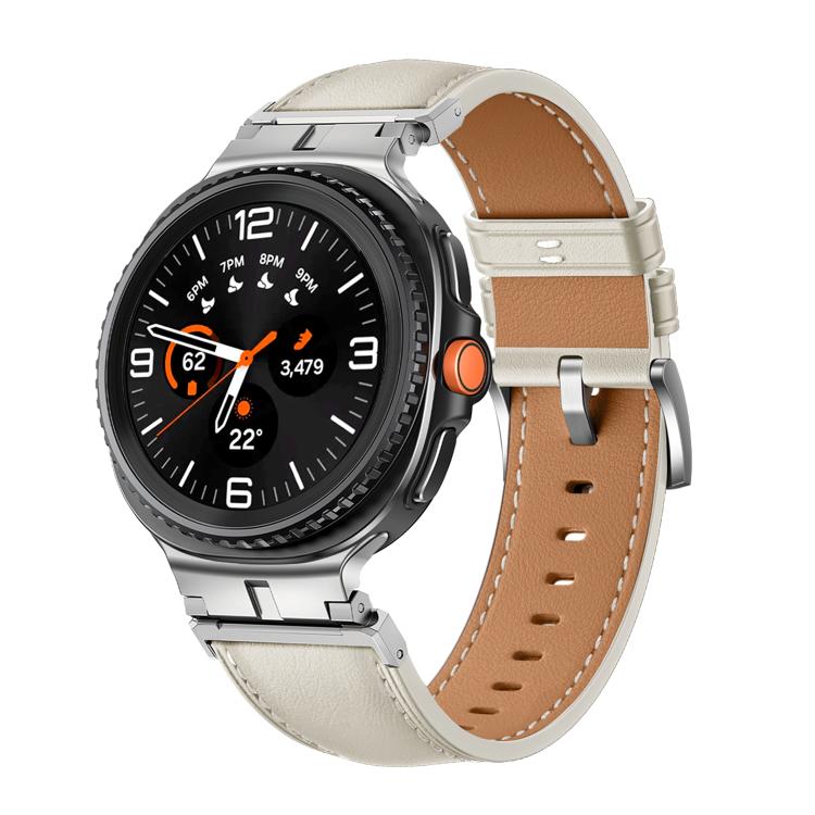 Metal Head Connector Genuine Leather Watch Band, For Samsung Galaxy Watch8 / Watch8 Classic