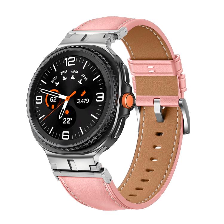 Metal Head Connector Genuine Leather Watch Band, For Samsung Galaxy Watch8 / Watch8 Classic