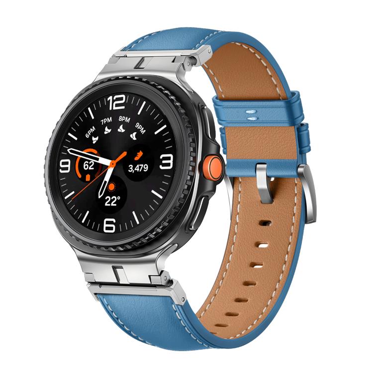 Metal Head Connector Genuine Leather Watch Band, For Samsung Galaxy Watch8 / Watch8 Classic