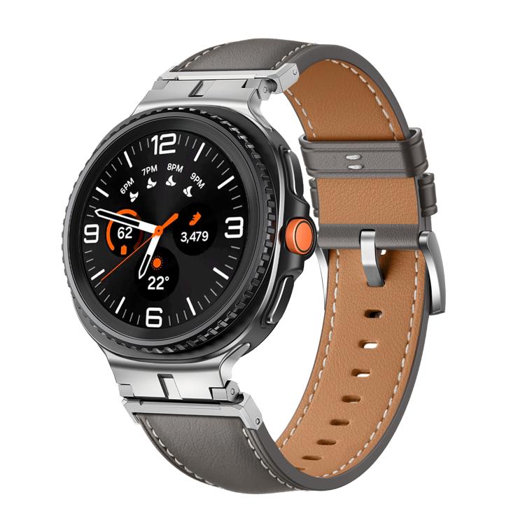 Metal Head Connector Genuine Leather Watch Band, For Samsung Galaxy Watch8 / Watch8 Classic