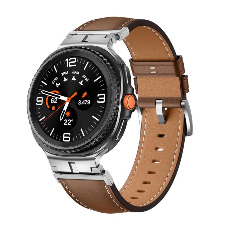 Metal Head Connector Genuine Leather Watch Band, For Samsung Galaxy Watch8 / Watch8 Classic
