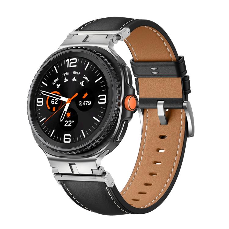 Metal Head Connector Genuine Leather Watch Band, For Samsung Galaxy Watch8 / Watch8 Classic