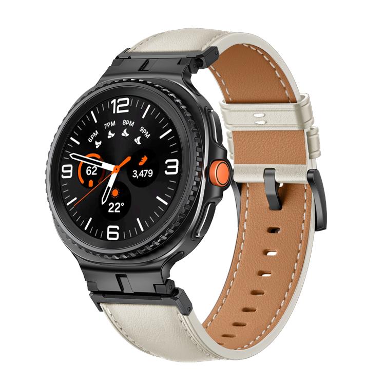 Metal Head Connector Genuine Leather Watch Band, For Samsung Galaxy Watch8 / Watch8 Classic