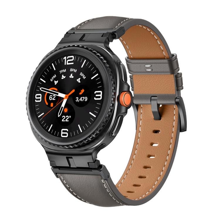 Metal Head Connector Genuine Leather Watch Band, For Samsung Galaxy Watch8 / Watch8 Classic