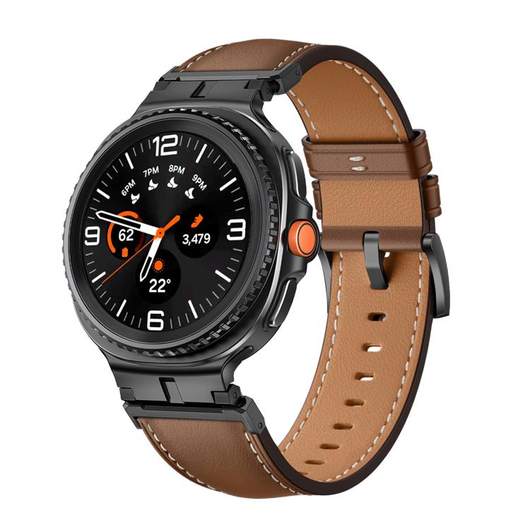 Metal Head Connector Genuine Leather Watch Band, For Samsung Galaxy Watch8 / Watch8 Classic