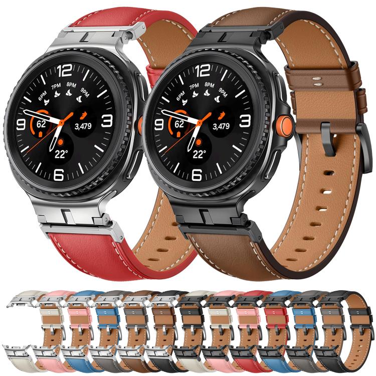 Metal Head Connector Genuine Leather Watch Band, For Samsung Galaxy Watch8 / Watch8 Classic