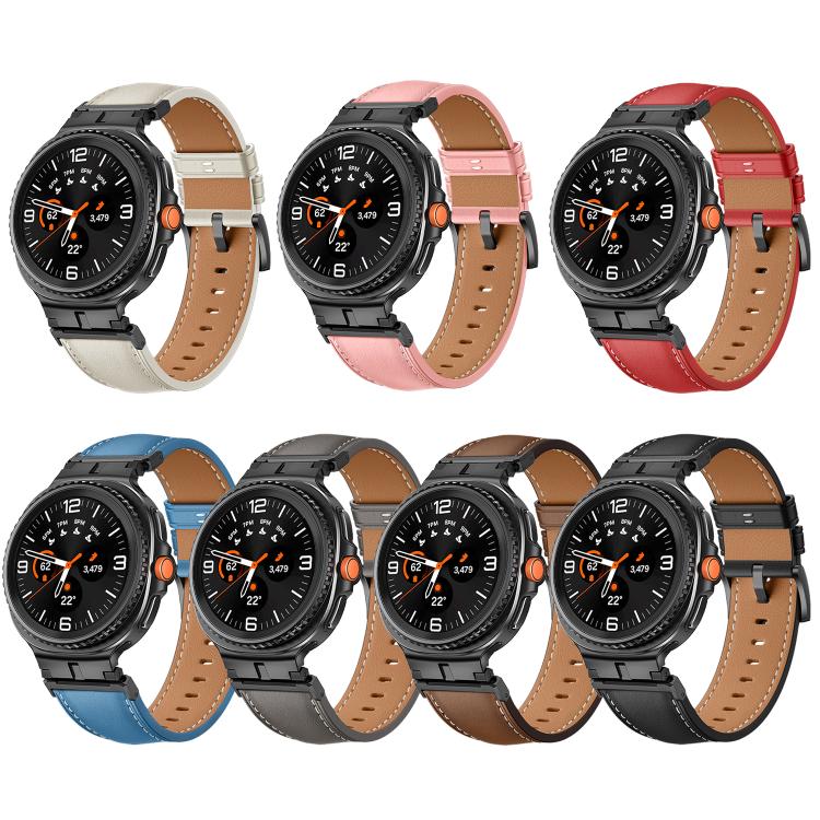 Metal Head Connector Genuine Leather Watch Band, For Samsung Galaxy Watch8 / Watch8 Classic