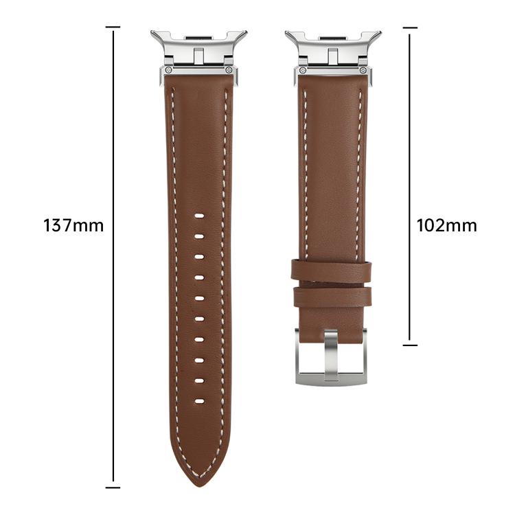 Metal Head Connector Genuine Leather Watch Band, For Samsung Galaxy Watch8 / Watch8 Classic