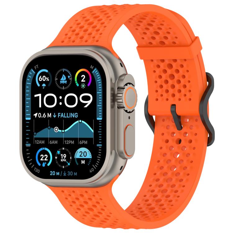 Breathable Holes Silicone Watch Band, For Apple Watch 46mm / 49mm / 45mm / 44mm