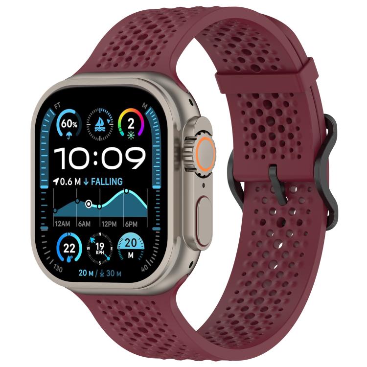 Breathable Holes Silicone Watch Band, For Apple Watch 46mm / 49mm / 45mm / 44mm