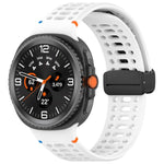 Magnetic Black Buckle Breathable Stitched Silicone Watch Band, For Samsung Galaxy Watch8 / Watch8 Classic