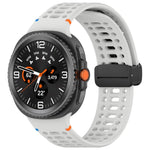 Magnetic Black Buckle Breathable Stitched Silicone Watch Band, For Samsung Galaxy Watch8 / Watch8 Classic
