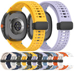 Magnetic Black Buckle Breathable Stitched Silicone Watch Band, For Samsung Galaxy Watch8 / Watch8 Classic