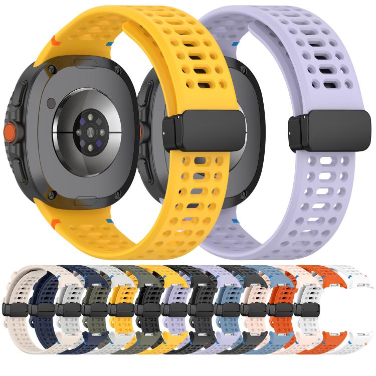 Magnetic Black Buckle Breathable Stitched Silicone Watch Band, For Samsung Galaxy Watch8 / Watch8 Classic