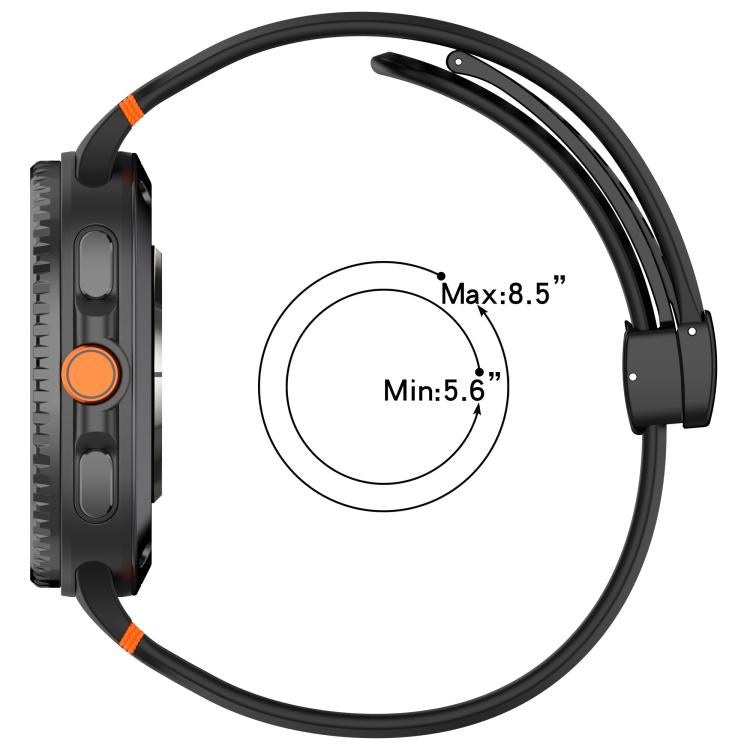 Magnetic Black Buckle Breathable Stitched Silicone Watch Band, For Samsung Galaxy Watch8 / Watch8 Classic