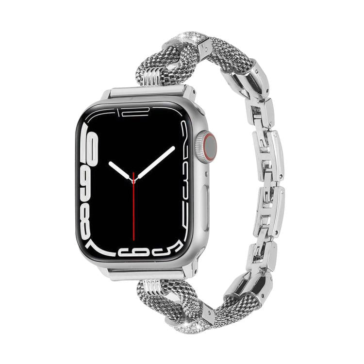 Copper Chain Diamonds Metal Watch Band, For Apple Watch 46mm / 49mm / 45mm / 44mm, For Apple Watch 42mm / 41mm / 40mm / 38mm