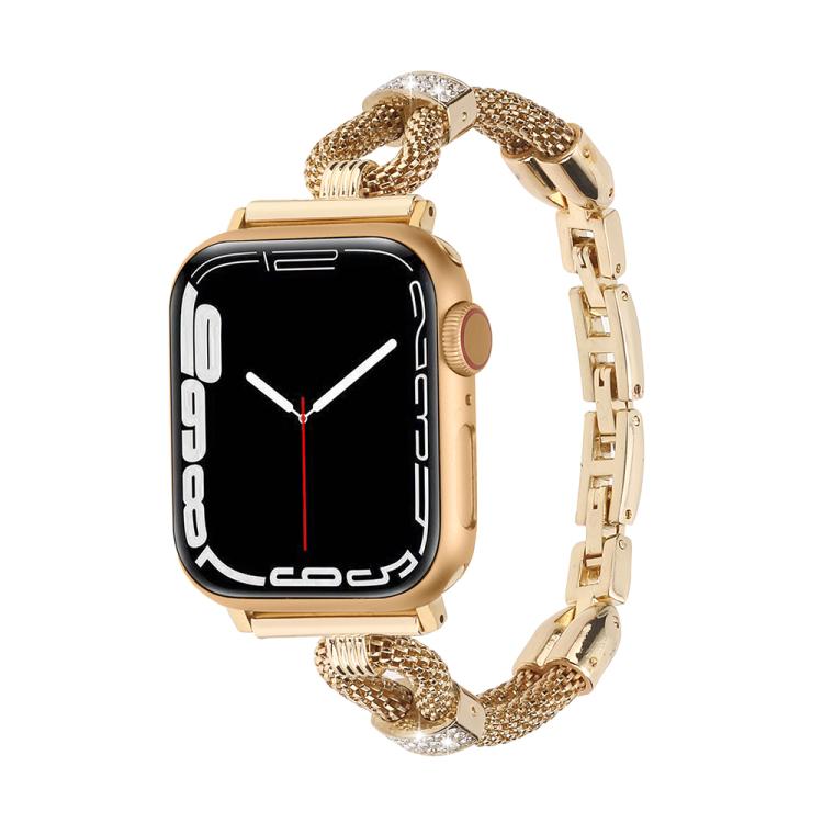 Copper Chain Diamonds Metal Watch Band, For Apple Watch 46mm / 49mm / 45mm / 44mm, For Apple Watch 42mm / 41mm / 40mm / 38mm