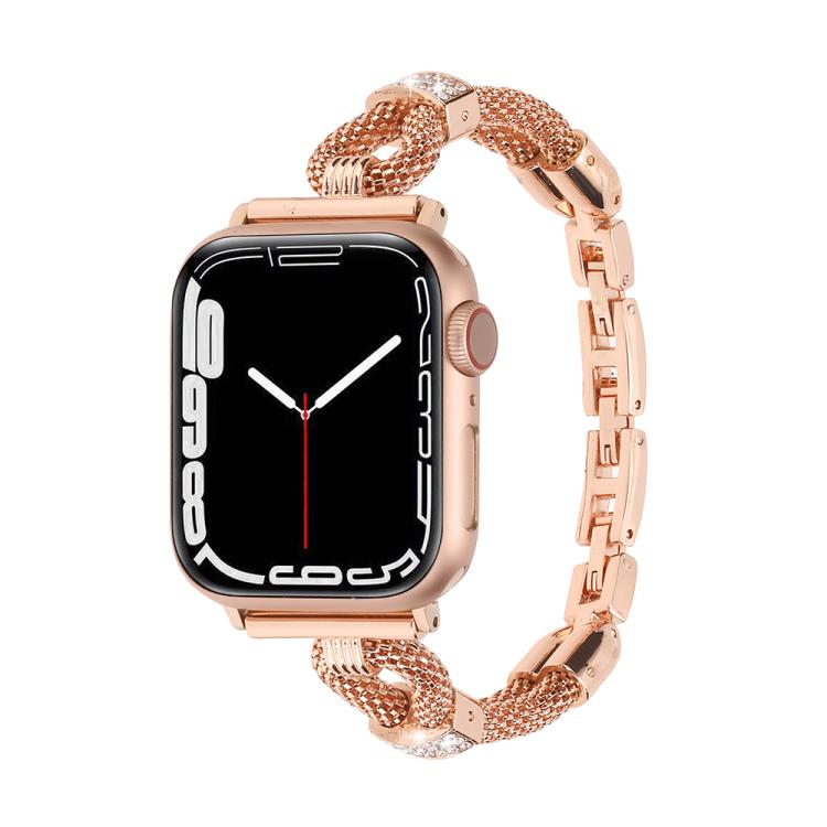 Copper Chain Diamonds Metal Watch Band, For Apple Watch 46mm / 49mm / 45mm / 44mm, For Apple Watch 42mm / 41mm / 40mm / 38mm