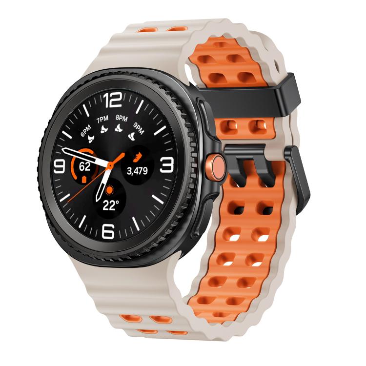 Ocean Style Quick Release Buckle Two Color Silicone Watch Band, For Samsung Galaxy Watch8 / Watch8 Classic