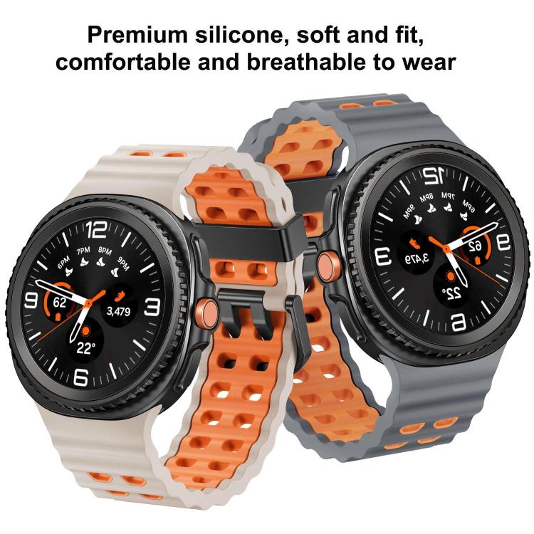 Ocean Style Quick Release Buckle Two Color Silicone Watch Band, For Samsung Galaxy Watch8 / Watch8 Classic