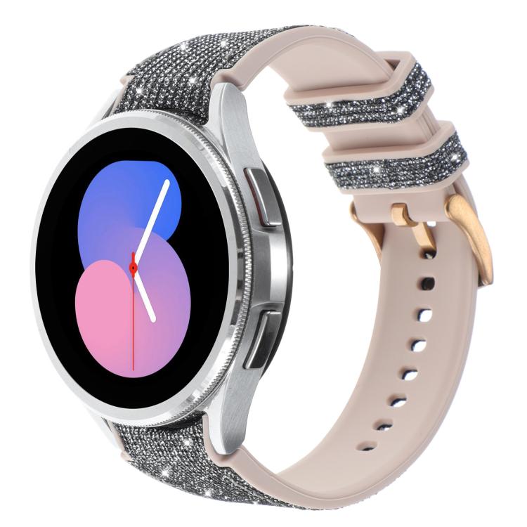 Glitter Silicone Hybrid Leather Watch Band, For Samsung Galaxy Watch 7 40 / 44mm