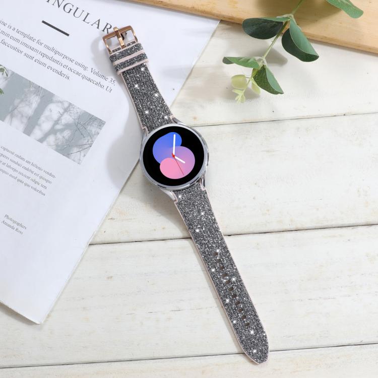 Glitter Silicone Hybrid Leather Watch Band, For Samsung Galaxy Watch 7 40 / 44mm