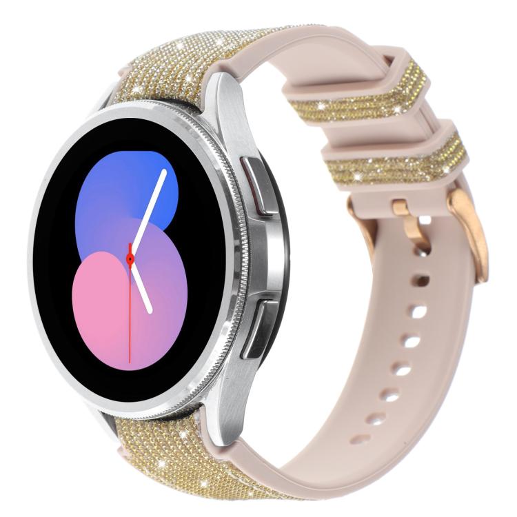 Glitter Silicone Hybrid Leather Watch Band, For Samsung Galaxy Watch 7 40 / 44mm
