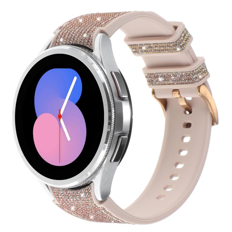 Glitter Silicone Hybrid Leather Watch Band, For Samsung Galaxy Watch 7 40 / 44mm