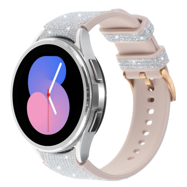 Glitter Silicone Hybrid Leather Watch Band, For Samsung Galaxy Watch 7 40 / 44mm
