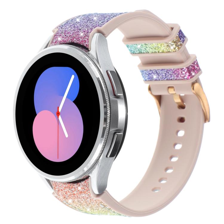 Glitter Silicone Hybrid Leather Watch Band, For Samsung Galaxy Watch 7 40 / 44mm