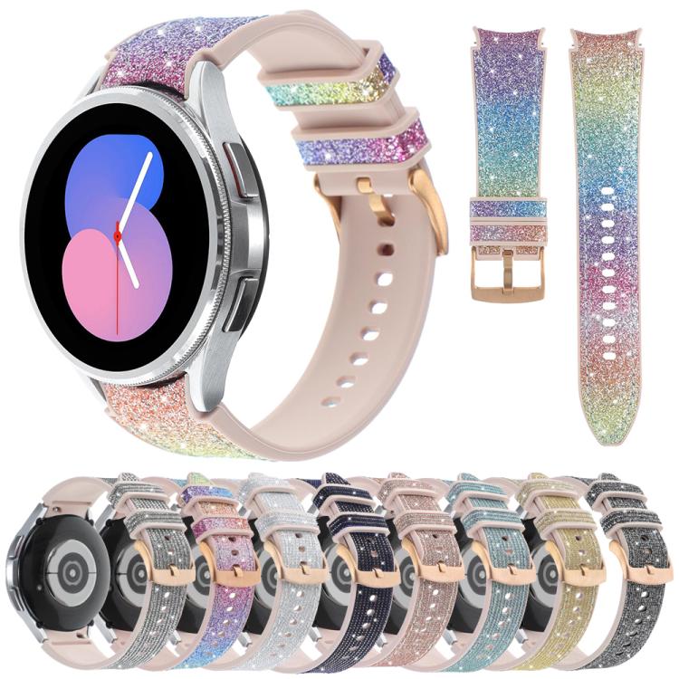 Glitter Silicone Hybrid Leather Watch Band, For Samsung Galaxy Watch 7 40 / 44mm