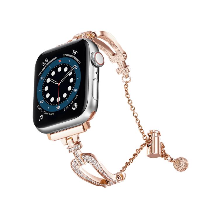 U-Shaped Diamond Bracelet Zinc Alloy Watch Band, For Apple Watch 46mm / 49mm / 45mm / 44mm, For Apple Watch 42mm / 41mm / 40mm / 38mm