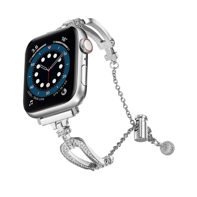 U-Shaped Diamond Bracelet Zinc Alloy Watch Band, For Apple Watch 46mm / 49mm / 45mm / 44mm, For Apple Watch 42mm / 41mm / 40mm / 38mm